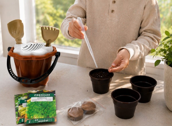 ZESTAW OGRODNICZY - BAZYLIA, TRAWA DLA KOTA